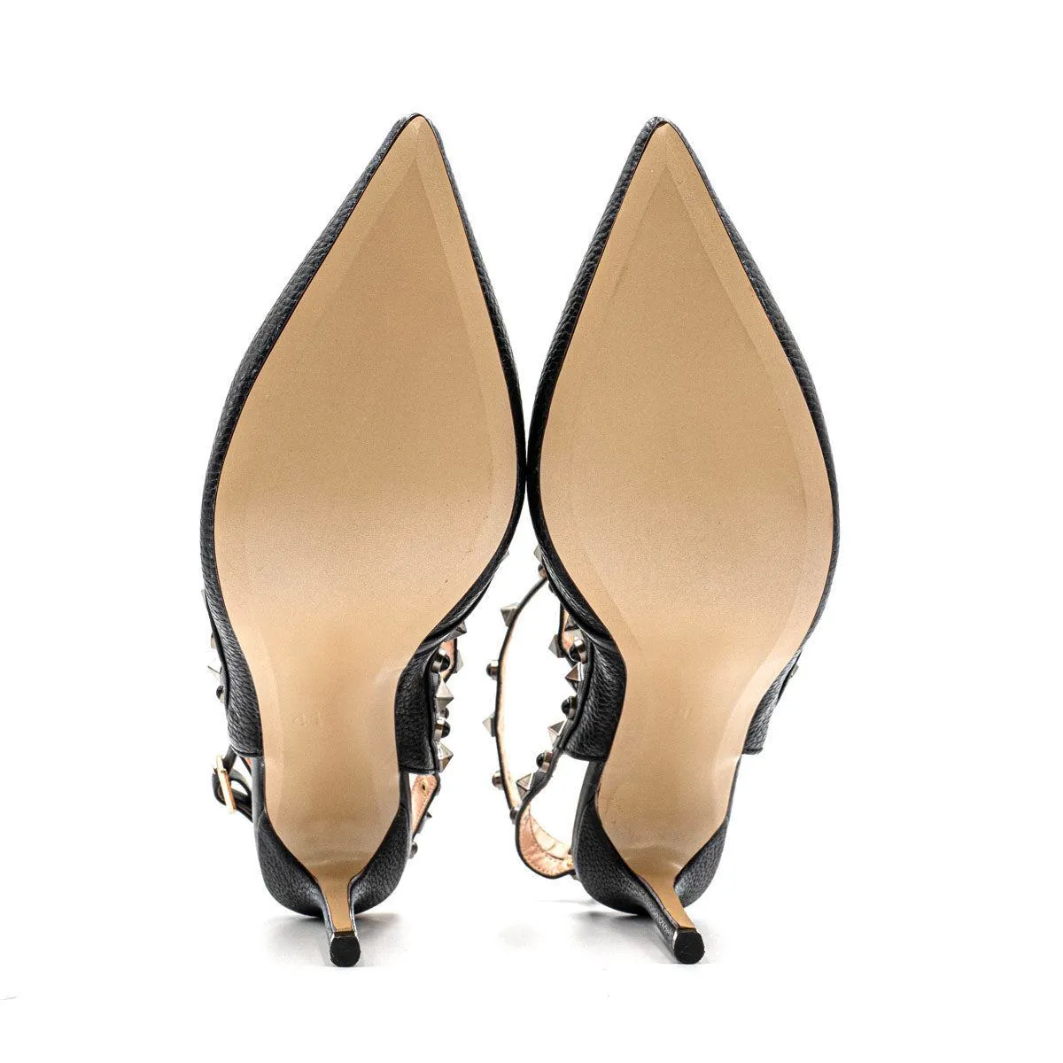 Eks Strap Pump High-Heel Shoes Leather Black Colour For Women
