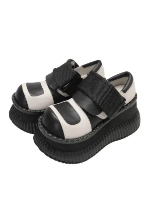 Platform Casual Shoes Leather Velcro
