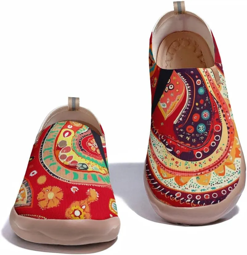 Women's Knitted Slip-on Loafers Comfortable, Light and Fashionable Sneakers Art Painted Travel Shoes