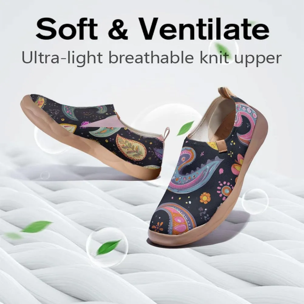 Women's Knitted Slip-on Loafers Comfortable, Light and Fashionable Sneakers Art Painted Travel Shoes