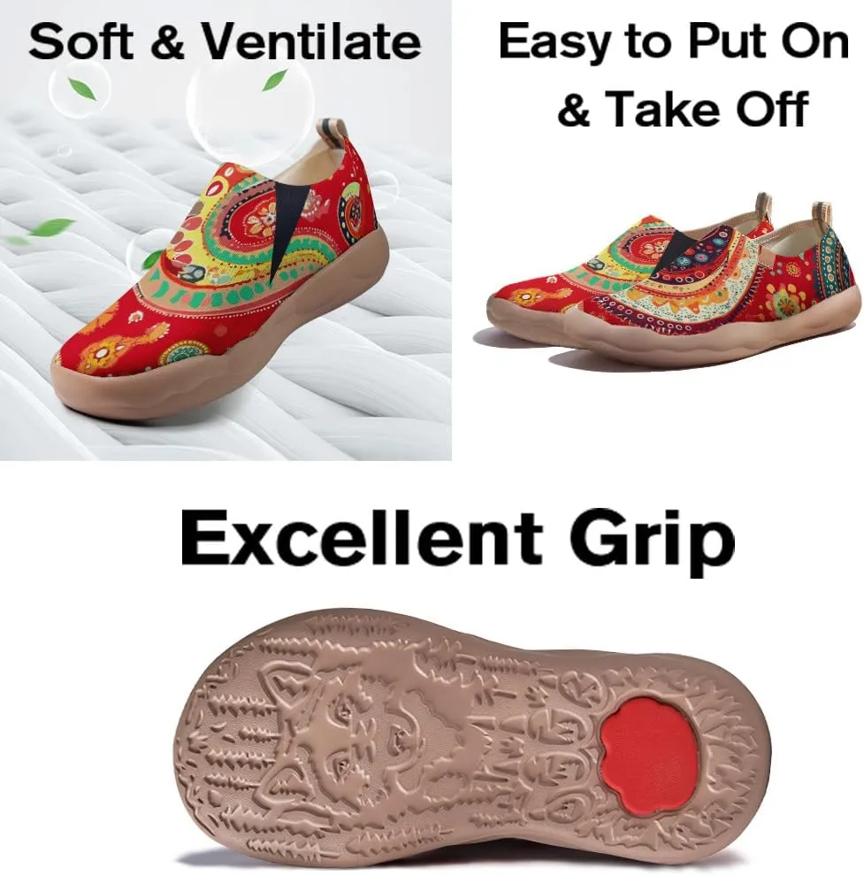 Women's Knitted Slip-on Loafers Comfortable, Light and Fashionable Sneakers Art Painted Travel Shoes