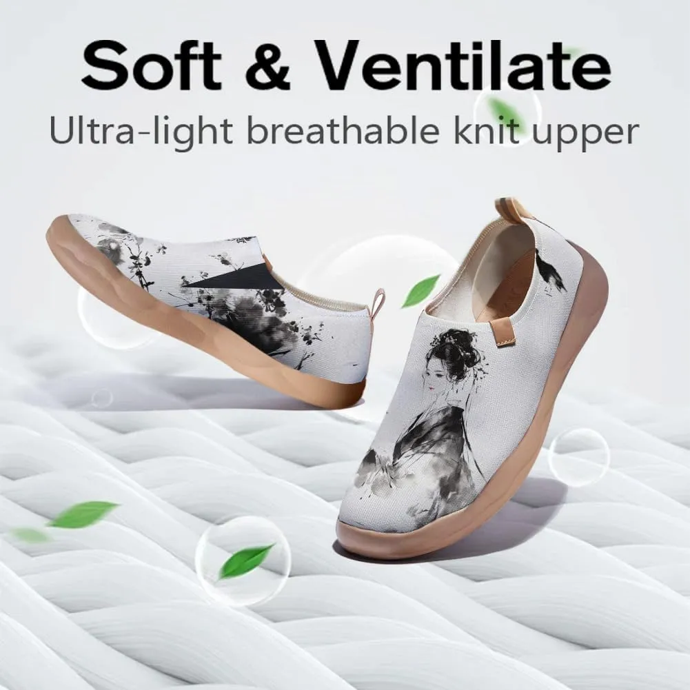 Women's Knitted Slip-on Loafers Comfortable, Light and Fashionable Sneakers Art Painted Travel Shoes