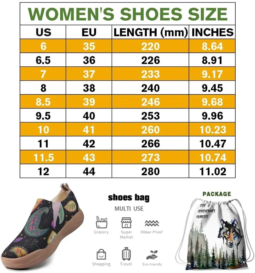 Women's Knitted Slip-on Loafers Comfortable, Light and Fashionable Sneakers Art Painted Travel Shoes