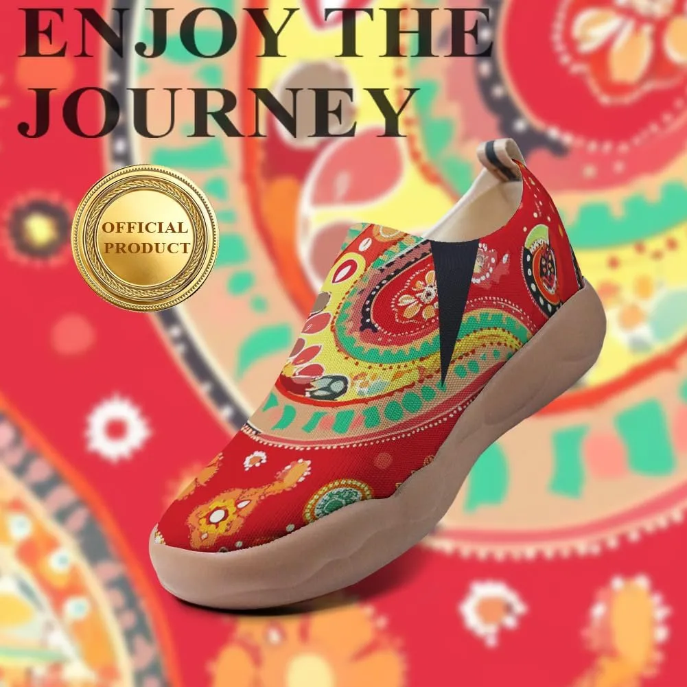Women's Knitted Slip-on Loafers Comfortable, Light and Fashionable Sneakers Art Painted Travel Shoes