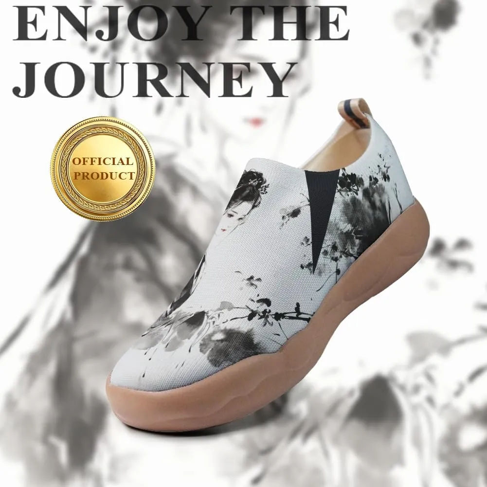 Women's Knitted Slip-on Loafers Comfortable, Light and Fashionable Sneakers Art Painted Travel Shoes