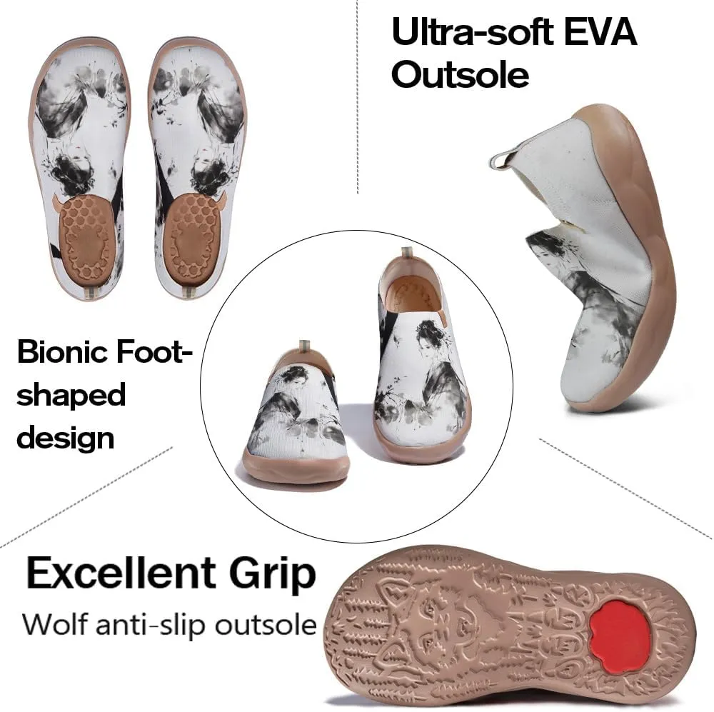 Women's Knitted Slip-on Loafers Comfortable, Light and Fashionable Sneakers Art Painted Travel Shoes
