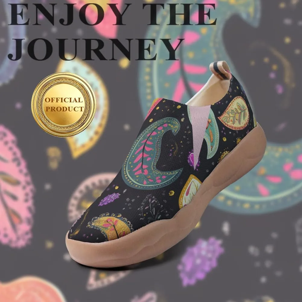 Women's Knitted Slip-on Loafers Comfortable, Light and Fashionable Sneakers Art Painted Travel Shoes