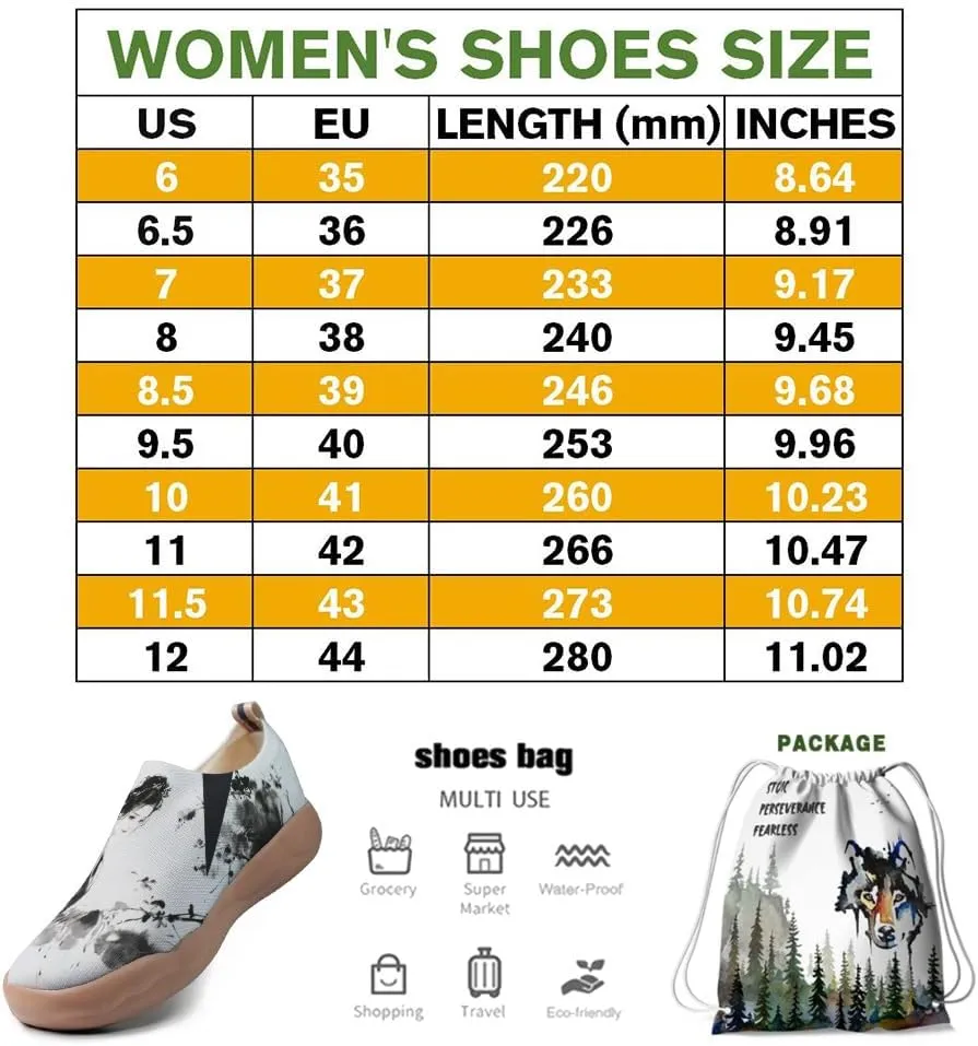 Women's Knitted Slip-on Loafers Comfortable, Light and Fashionable Sneakers Art Painted Travel Shoes