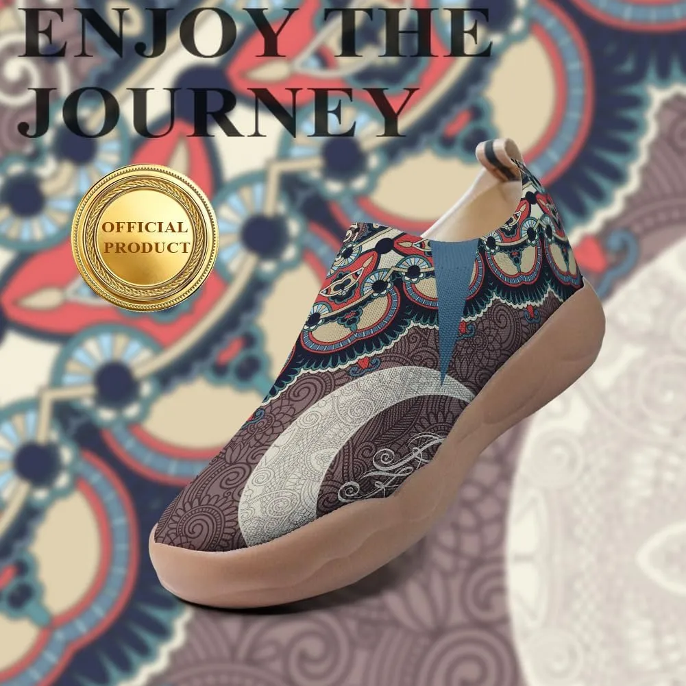 Women's Knitted Slip-on Loafers Comfortable, Light and Fashionable Sneakers Art Painted Travel Shoes