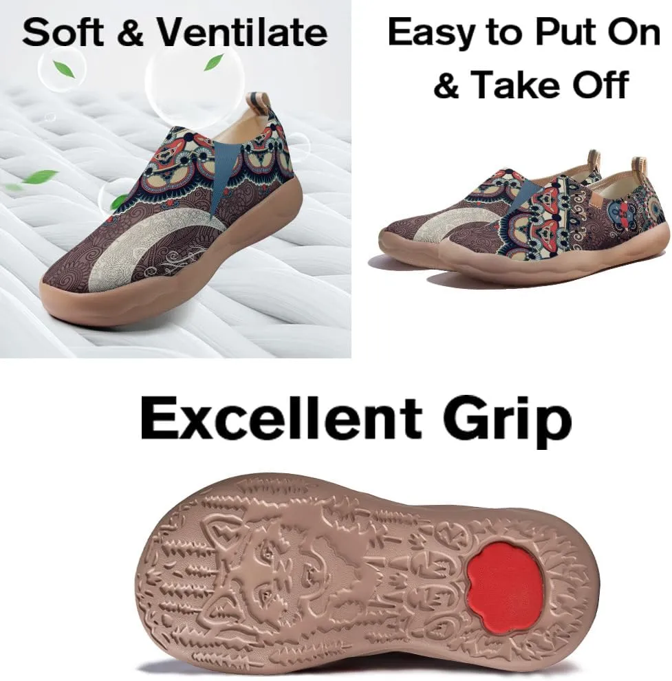 Women's Knitted Slip-on Loafers Comfortable, Light and Fashionable Sneakers Art Painted Travel Shoes