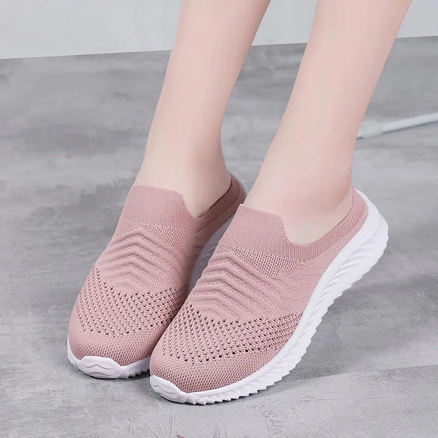 Womens Summer Breathable Mesh Slippers Non Slip Work Shoes Women Lether Casual Tennis Shoes Casual Sneakers Steel Toe Tennis Shoe White Loafers